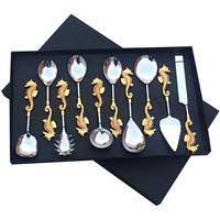 Ensemble d'ustensiles de service en Aluminium, Design de cheval de mer, ensemble d'ustensiles de service en acier inoxydable pour hôtesse, ensemble d'ustensiles en or pour la maison