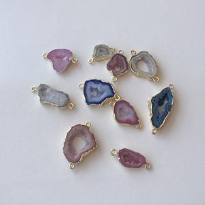 Conector de bisel de piedras preciosas Druzy de ágata con forma de mezcla de colores para fabricación de joyas Venta de fábrica Tienda en línea en el distribuidor de precio de fábrica - Product Image 1