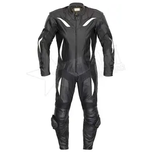 一体式皮革赛车服男士标准骑行套装带衬垫摩托车赛车服摩托车皮革骑行夹克