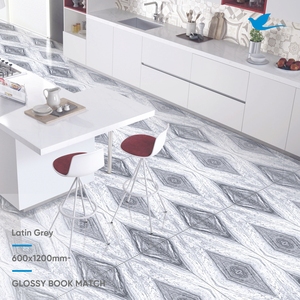 Carreaux de porcelaine modernes hautement polis, fabriqués en Inde, pour sols et comptoirs de cuisine, surface lisse vitrifiée et émaillée - Product Image 3