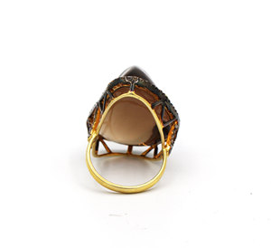 Cabochon Smoky <b>Quartz</b> Diamond Gemstone 925 Solid Sterling Silver Rose Gold Plated for Certified Trendy Handmade <b>Ring</b> Jewelry - Product Image 3
