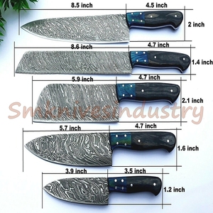 05ชิ้นมือที่ไม่ซ้ำกันทำดามัสกัสครัวเชฟชุดมีด (Smk1914) - Product Image 3