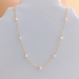 Colar de Pérolas de Água Doce Delicado para Mulheres, Colar Choker com Corrente em Ouro 14k, Joias para o Dia a Dia - Product Image 5