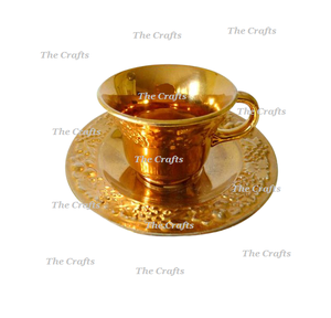 Tasse à thé et soucoupe de qualité exclusive ustensiles de cuisine en laiton couleur or tasse de service et soucoupe à des prix compétitifs - Product Image 2