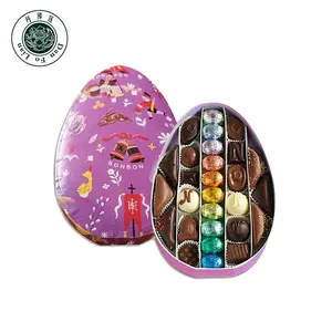 Kotak Kemasan Oval Dekorasi Kecil, Tutup dan Bawah Lucu untuk Coklat Kustom Dua Buah Kotak Berbentuk Telur Paskah