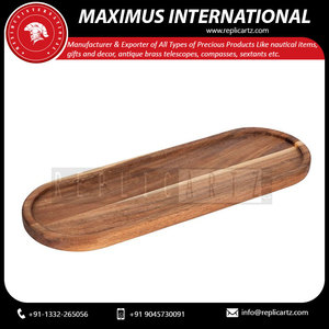Maximus International Art Deco Decorative Wooden Serving Tray Long Oval | Organizer Platter Multi-functional Dining Table Decor - Product Image 3