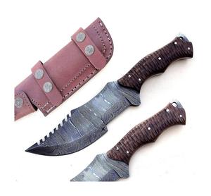 มีดแทรคเกอร์เหล็กดามัสกัสคุณภาพดีที่สุด ผลิตด้วยมือ พร้อมด้ามไม้ สำหรับการล่าสัตว์ ระดับ DIY รองรับ OEM - Product Image 1