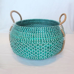 Greenish-สีฟ้า Seagrass ตะกร้าเก็บ - Product Image 2