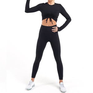 Top corto de manga larga personalizado de alta calidad para mujer, último diseño de 2023, longitud corta versátil para golpear en el gimnasio - Product Image 2