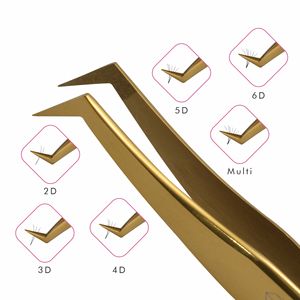 Pinzas de extensión de pestañas profesionales, pinzas doradas de todos los estilos con punta recubierta de diamantes, Etiqueta Privada - Product Image 4