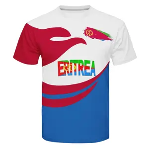 Bendera Eritrea 3D Pakaian Gym Pria Kaus Spandeks Campuran Poliester Logo Kustom Pakaian Olahraga Cetak Bendera ERITREA Pria Kaos Pria