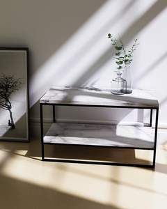 Mesa de muebles de mármol rectangular para sala de estar, dormitorio y muebles de interior, mesa de muebles de mármol y metal de diseño moderno - Product Image 5