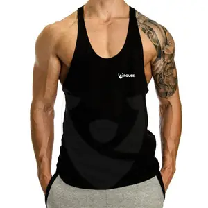 2024 Hot Sell 100% Cotton Gym Fitness Tank Top Breathable Ribbed Absorb Sweat Wife Beater Basic Blank Tank Tops for Mens