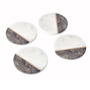 Nouvelle sous-verre élégante en émail multifonctionnel pour tasses à thé, mugs à café, bière et vin, forme arrondie, effet marbre - Product Image 1