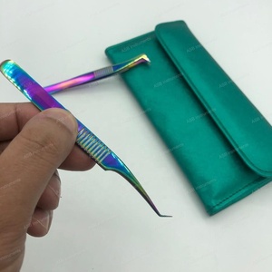 Pince à cils plasma arc-en-ciel avec logo personnalisé à 45 degrés, volume, extension de cils, marque privée, acier inoxydable - Product Image 6