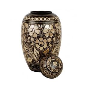 Urna de cremación de cenizas funerarias para adultos, cúpula superior grabada en oro y negro, estilo americano/europeo - Product Image 3