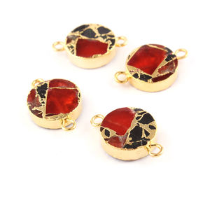 Offre Spéciale bijoux mojave rouge cuivre turquoise connecteur forme ronde or électrolytique connecteur double boucle connecteur - Product Image 3