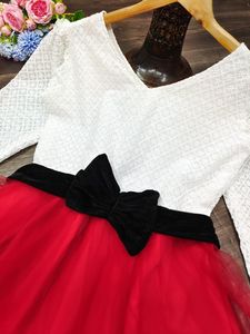 The Best <strong>Net</strong> Dress Fashion Long 3/4 Sleeves Formal Ladies Skirts in <strong>with</strong> Black Velvet Bow Belt Suitable for Party Occasions - Product Image 6