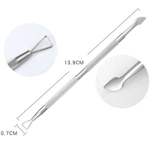 Empujador de cutículas y cortador de bordes rectos, doble punta, cutícula de acero inoxidable 100% - Product Image 1