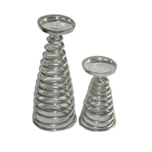 Nickel Plated Spring Style Candle Holder with Made in Cast Aluminium Home Decoration Christmas Decoration Candle Holder