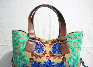 Túi Tote Của Phụ Nữ Boho Ấn Độ Túi Suzani Mới Túi PU Có Tay Cầm/Váy Thêu IKAT - Product Image 3