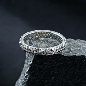 Champagne Pave Diamond Oxidized 925 <b>Silver</b> Full <b>Eternity</b> Band <b>RIng</b> Handmade Fine Jewelry Wholesale Unisex - Product Image 3