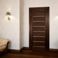 Porte d'entrée d'appartement en bois massif, finition bois foncé, étanche, avec vitrage, moderne, à montage encastré, pré-montée