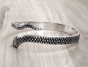 Silver Oxidize <b>Snake</b> Cuff Bracelet - Product Image 3