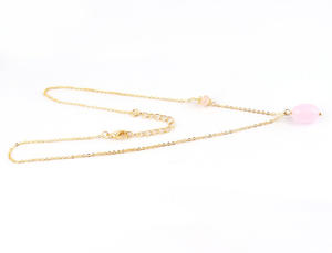 Ventas calientes 24K chapado en oro de alta calidad Roundel facetado Calcedonia rosa cuarzo rosa cadena colgante collar cadena de eslabones Islam - Product Image 3