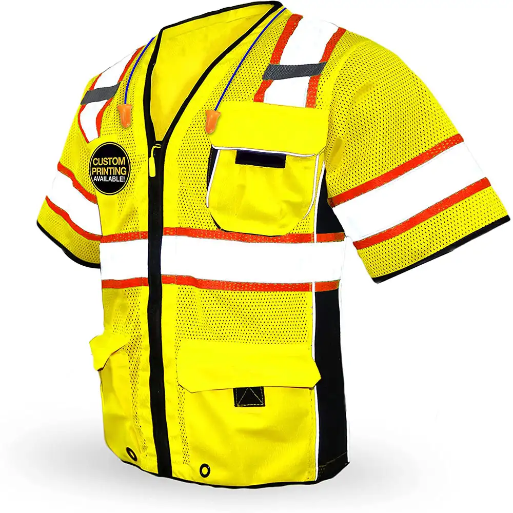 Sınıf 3 güvenlik yeleği mühendis yönetici yüksek görünürlük yol güvenli yansıtıcı yelek Hi Vis inşaat güvenlik giyim güvenlik yelek