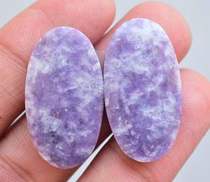 Cabochon de pierre précieuse violette, 1 paire de pierres précieuses, en lépidolite naturelle, pour boucles d'oreilles, piston ample, vente en gros - Product Image 2