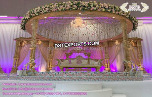 Boda Madera tallada Antiguo Mandap Madera tallada Doble poste Mandap Boda Madera Doble poste Mandap EE. UU. - Product Image 2