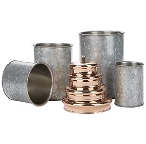 Ensemble de 4 conteneurs de stockage galvanisés modernes Boîtes personnalisées à la main pour une organisation et une fonctionnalité élégantes de la maison - Product Image 1