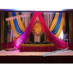 Mariage Mehandi Sangeet Scène Décoration Belle Coloré Pleeted Rideau De Toile De Fond De Mariage - Product Image 1