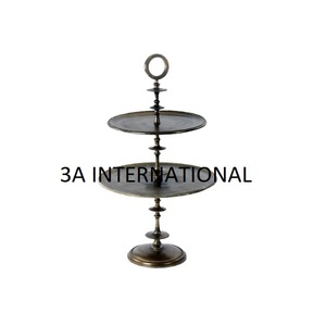 Rounded Shape Handcrafted Decor Aluminium Metal 2 Tier <b>Cake</b> Stand Handmade Design Birthday and Party Celebration <b>Cake</b> <b>Server</b> - Product Image 1