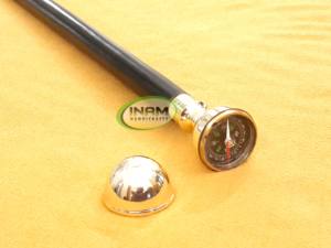 Bastón de madera Vintage para caminar con brújula dorada, accesorio para caminar de madera con mango de latón - Product Image 3