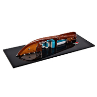 Modèle de bateau en bois Riva Aquamar L70 à demi-coque, décoration de luxe pour la maison côtière, sculpture murale artisanale en métal pour bureau nautique