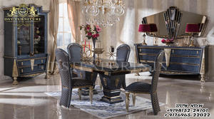 Ensemble de table à manger en teck de haute qualité, luxueux, fabriqué à la main, finition polie dorée, design moderne, taille et couleur personnalisables - Product Image 5