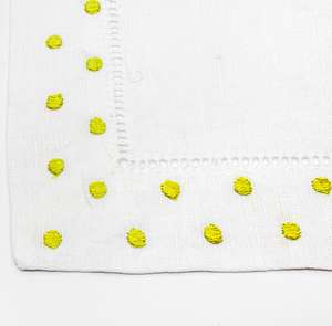 Manteles Individuales de punto blanco con bordado de mano Hemstitch - Product Image 1