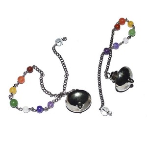 Supplier of Mer Isis Black Metal Pendulums with Chakra Chain : Mer Isis Black Metal Pendulums with Chakra Chain for Sale - Product Image 1