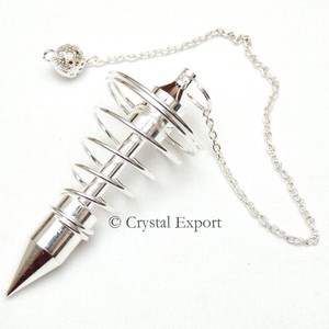 Péndulos grandes en espiral chapados en plata, gran espiral, en venta - Product Image 1