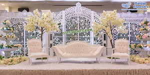 Décoration de scène de réception de mariage sur le thème marocain, décoration de fête de mariage sur le thème Aladdin, décoration élégante pour événement de mariage musulman Walima, États-Unis - Product Image 4