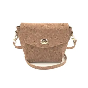 High quality Women's Eco Vegan leather shoulder bag Cork Handbag with LOGO printing
