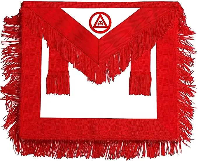 Masonic Royal Arch Mason membro grembiule in pelle sintetica nappe massoneria con frange rosse cintura regolabile con supporto tascabile