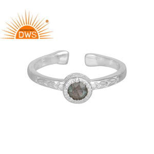 Anillo de plata de ley hecho a mano con gema labradorita, joyería fina ajustable - Product Image 1
