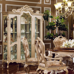 Ensemble de table et de chaises de salle à manger en bois antique européen de luxe pour salles à manger et salons - Product Image 2