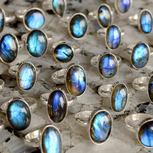 Anillo de plata de primera ley y labradorita azul Natural para mujer, sortija, plata esterlina 925, Gema Natural, labradorita azul, hecho a mano - Product Image 2