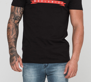 เสื้อยืดผู้ชายสีดำเฮฟวี่เวทมีสองชั้นแบบเรียบแขนสั้นออกแบบได้ตามต้องการ - Product Image 4