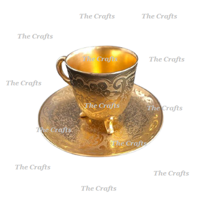 Soucoupe de tasse à thé en laiton plaqué or pour servir la vaisselle de restaurant tasse à thé avec soucoupe à des prix raisonnables - Product Image 3