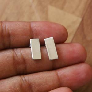 Minimalist <b>Studs</b> Simple Sterling Silver Rectangle Earrings - Product Image 6